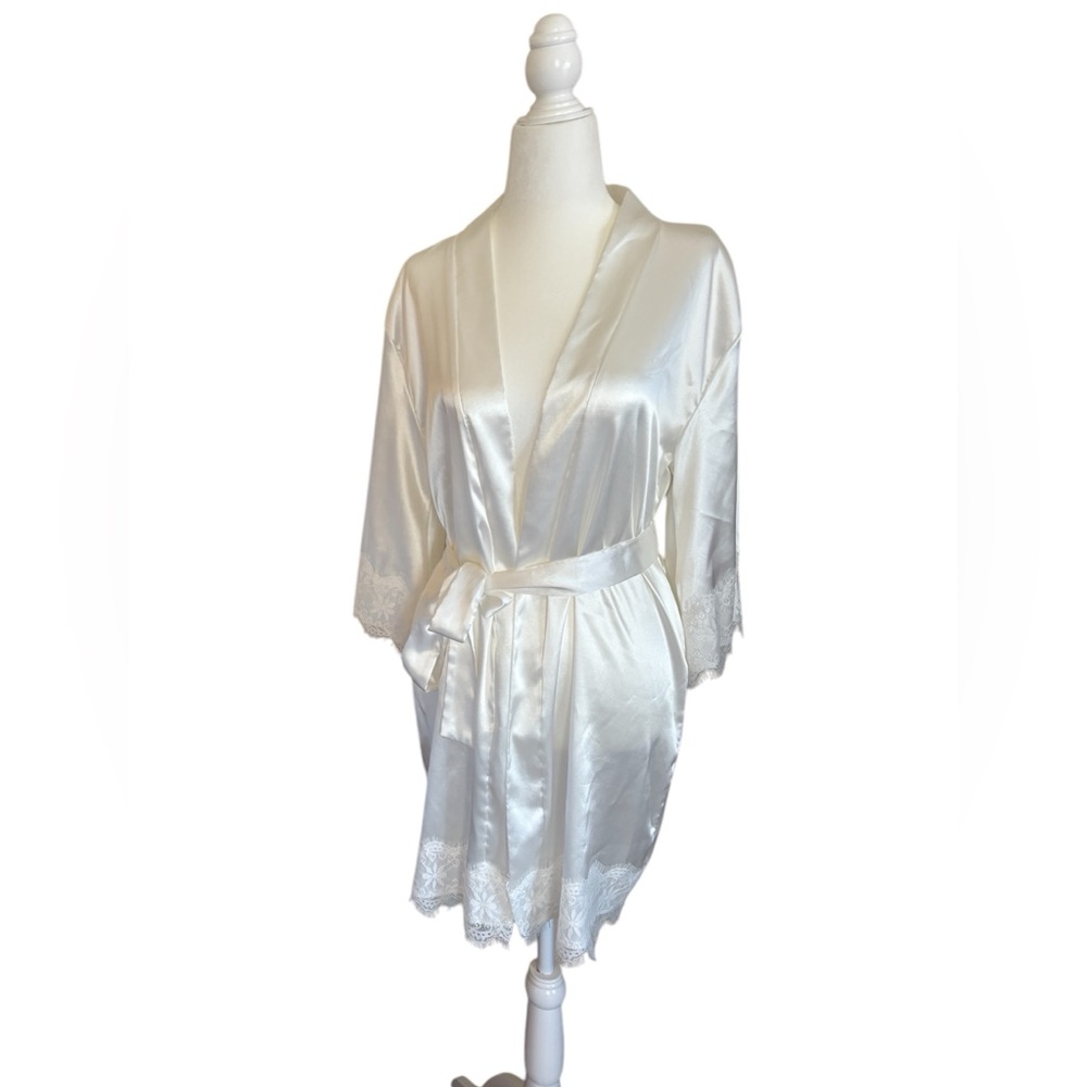 White Silk Bridal Robe - One Size